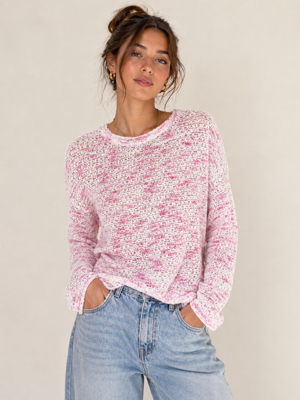 Generation Love Pink Marled Crewneck Very Light Sweater XS/S